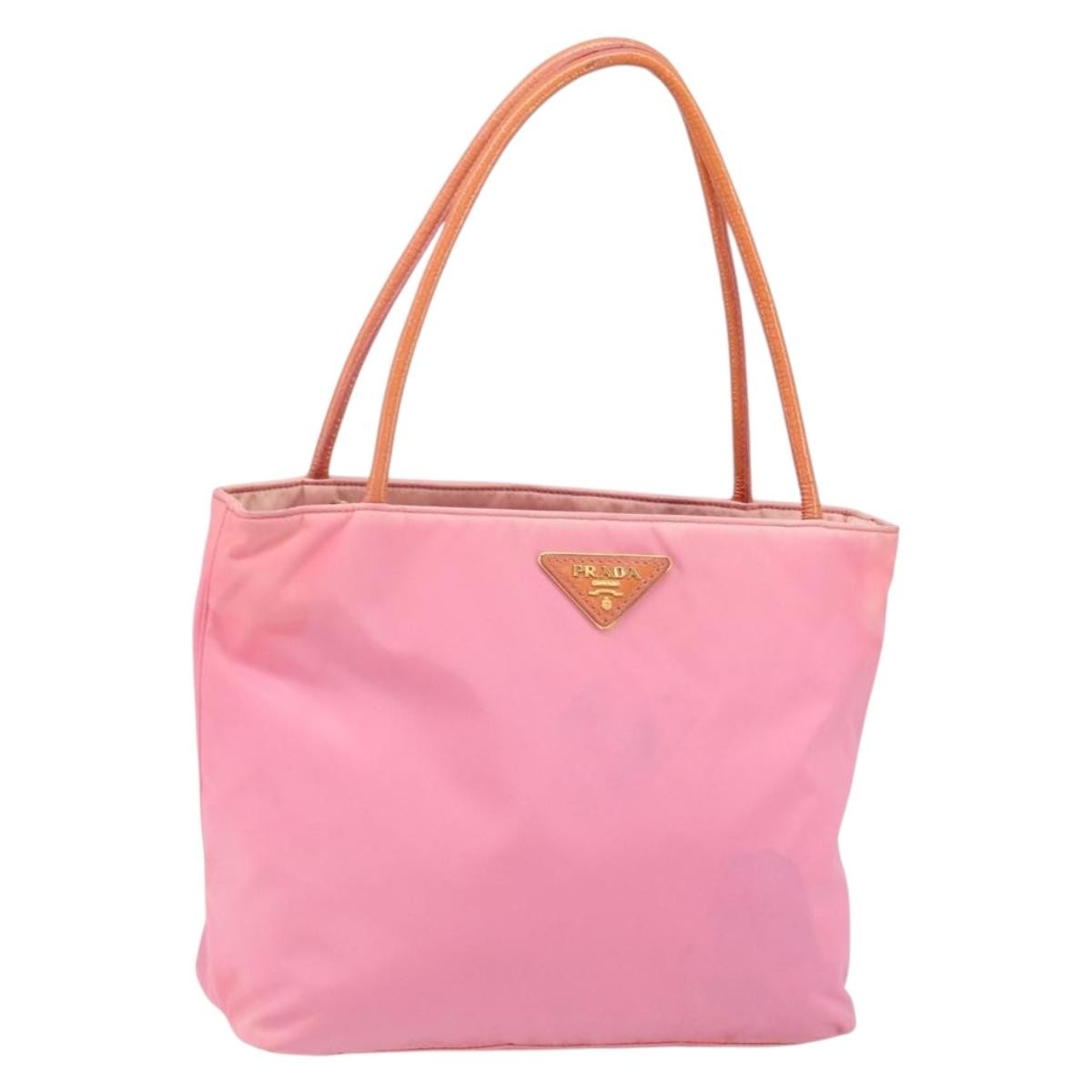 Prada PRADA Tote Bag Nylon Pink Gold Authentic 161648