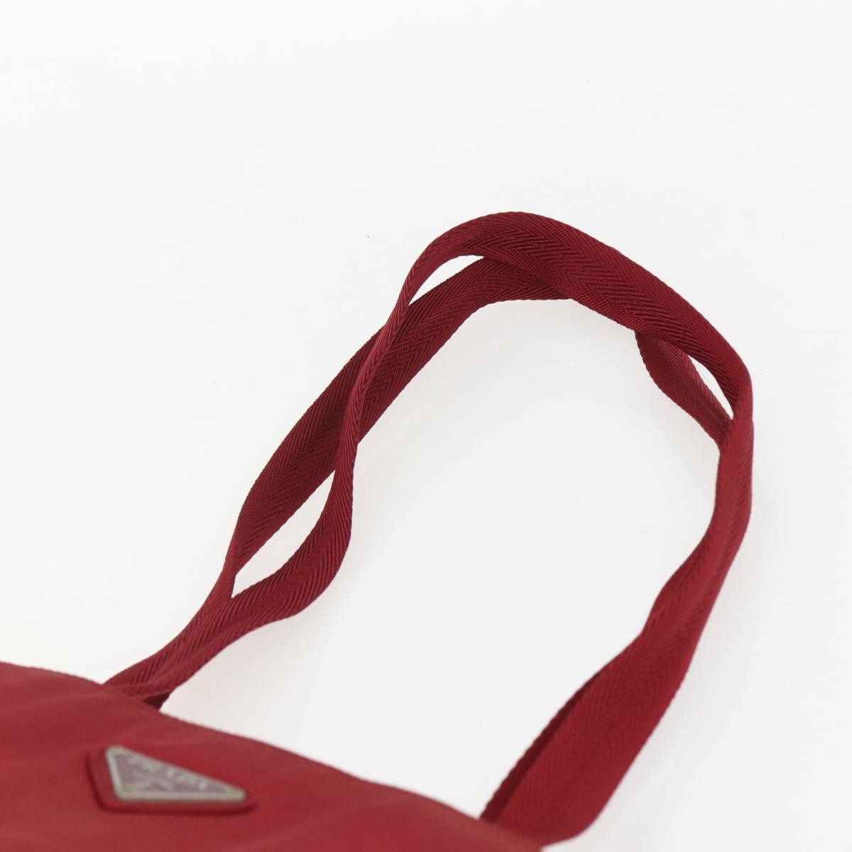 Prada PRADA Tote Bag Nylon Red Silver Authentic 156926