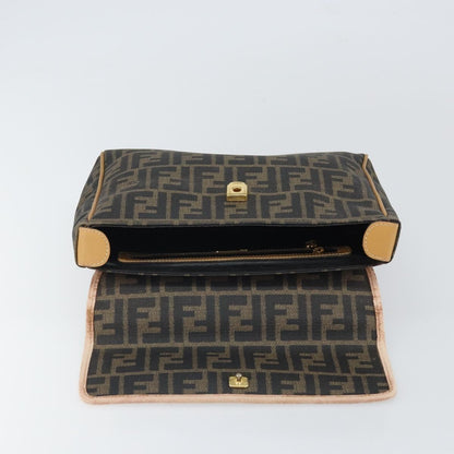 Fendi FENDI Zucca Canvas Hand Bag PVC Brown Black Authentic 158200