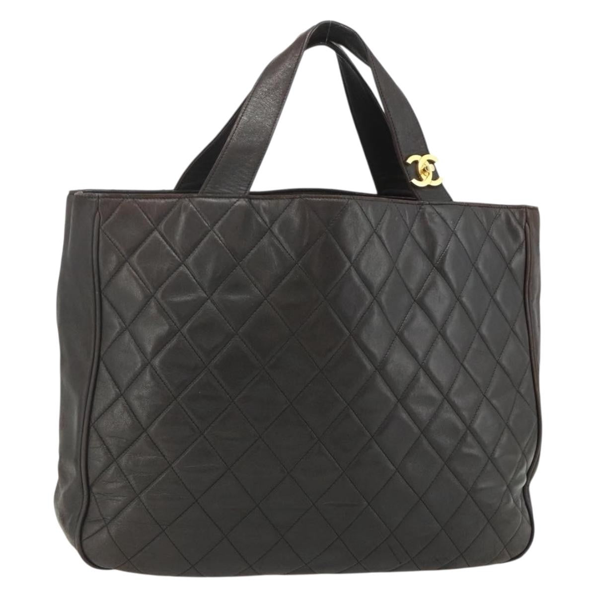 Chanel CHANEL Matelasse Tote Bag Leather Brown Gold CC Authentic bs28459