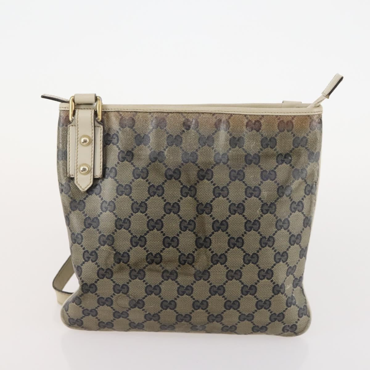 Gucci GUCCI GG Supreme GG Crystal GG Canvas Bag PVC 4 Set Navy Beige Authentic YKZ424