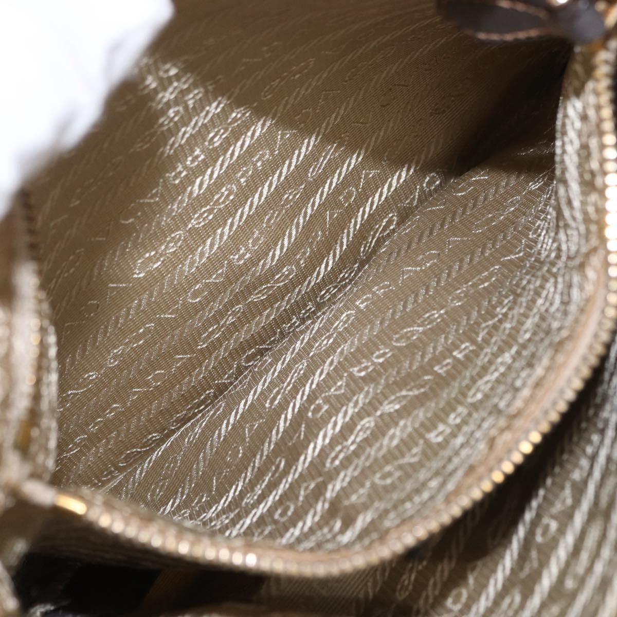 Prada PRADA Shoulder Bag Nylon Leather Beige Gold Authentic SW1841