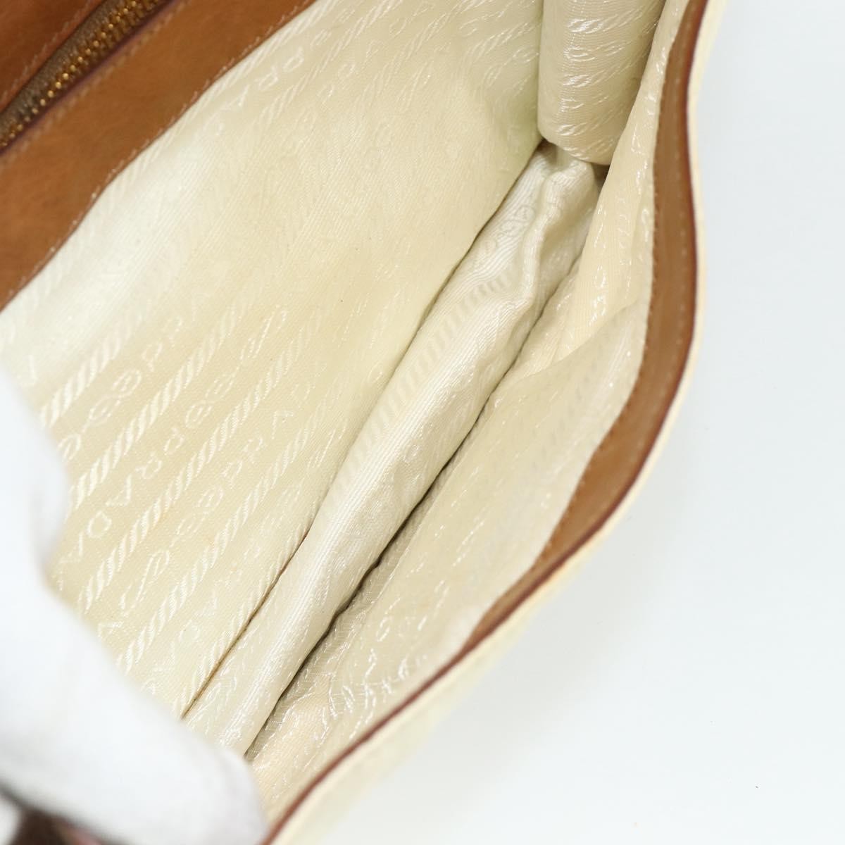 Prada PRADA Shoulder Bag Nylon Ivory Gold Authentic BA12301