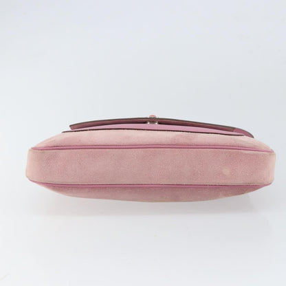 Salvatore Ferragamo Salvatore Ferragamo Gancini Shoulder Bag Suede Pink Silver Authentic 166453