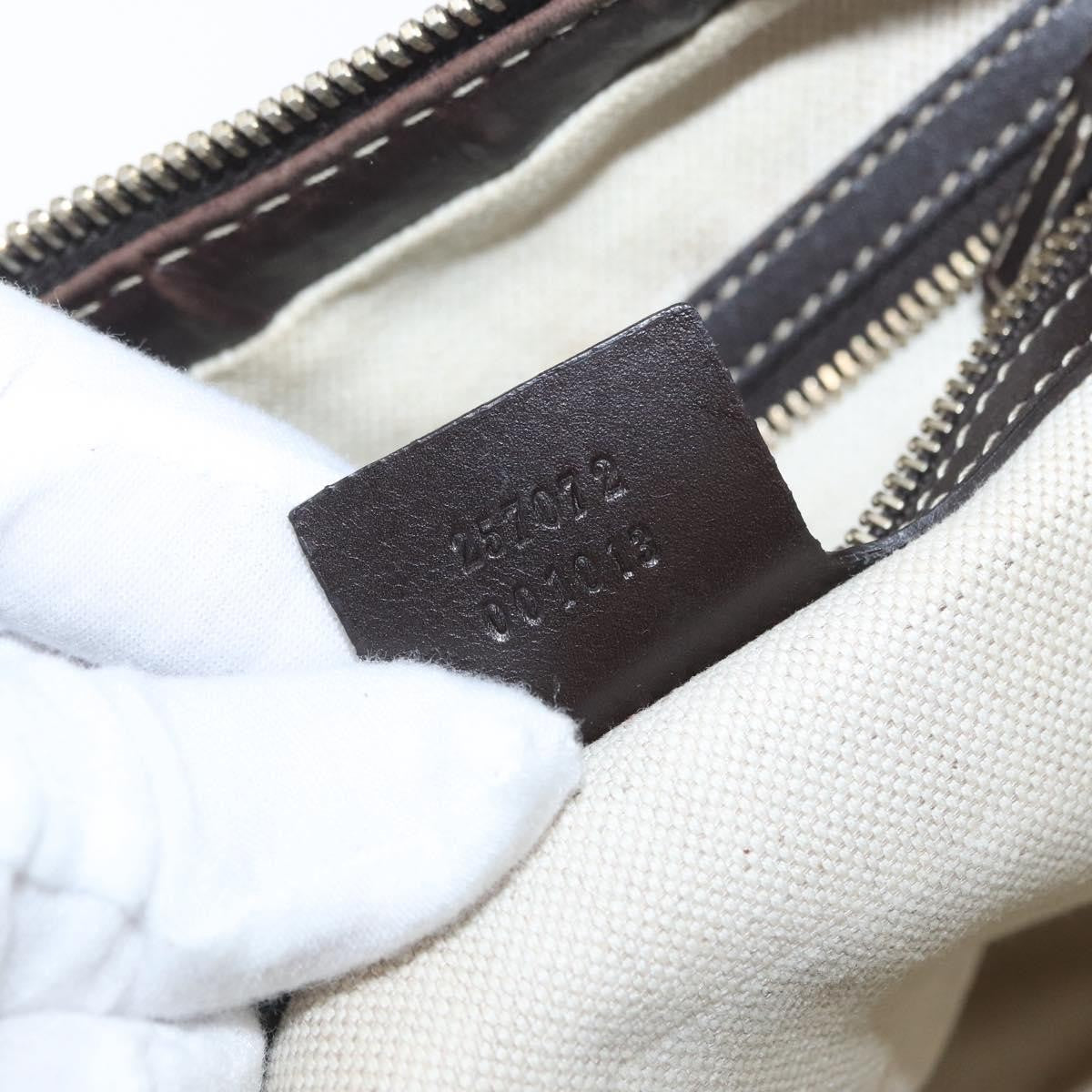 Gucci GUCCI GG Canvas Shoulder Bag Beige Gold 257072 Authentic gh1853