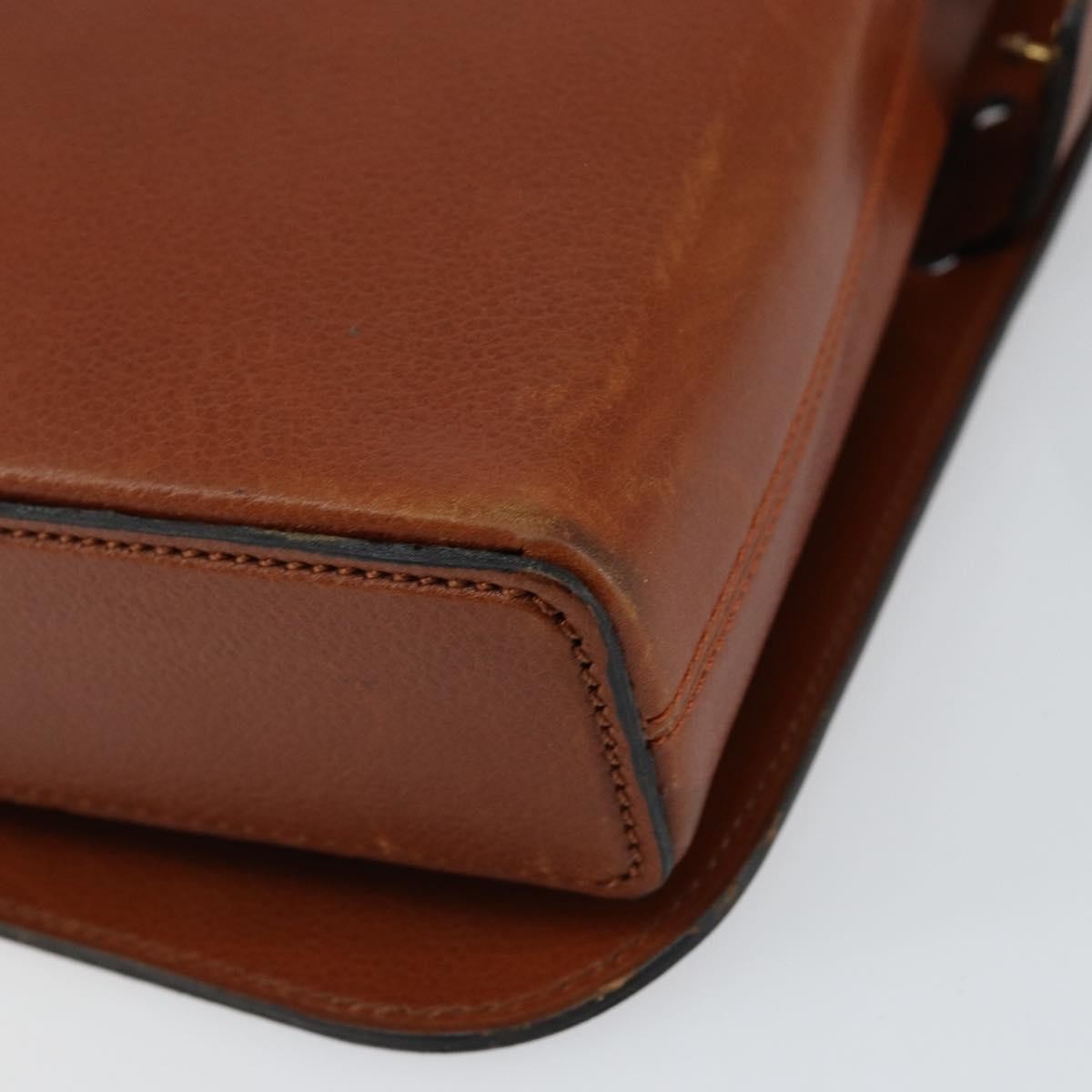 Dior Christian Dior Shoulder Bag Leather Brown Gold Authentic hk3117