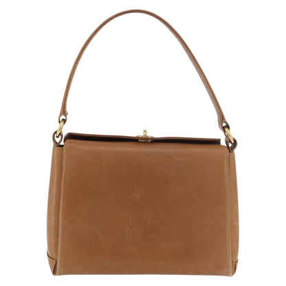 Gucci GUCCI Hand Bag Leather Brown Gold Authentic ka3873