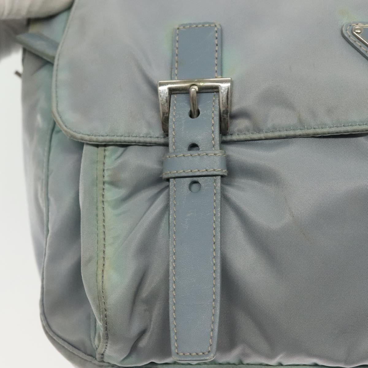 Prada PRADA Shoulder Bag Nylon Light Blue Silver Authentic ki5926