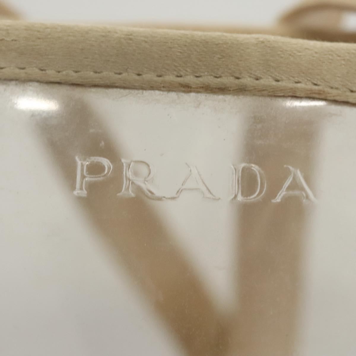 Prada PRADA Hand Bag Vinyl Clear Beige Authentic 118773