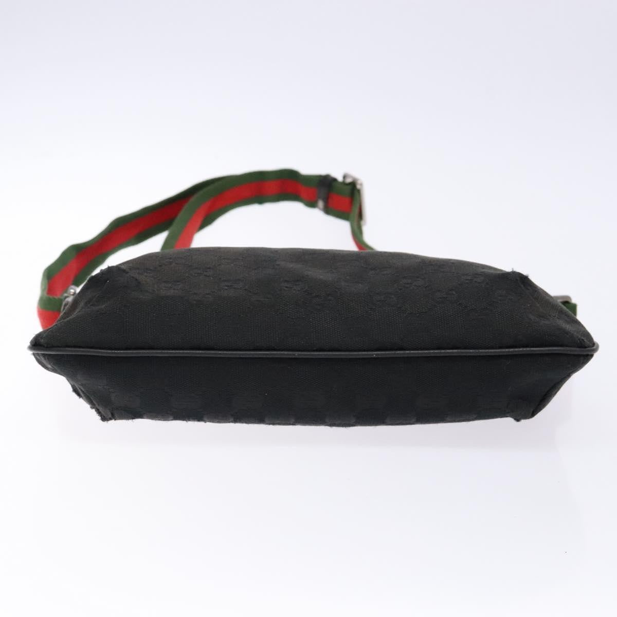 Gucci GUCCI GG Canvas Web Sherry Line Shoulder Bag Black Silver 189749 Authentic bs28637