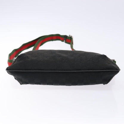 Gucci GUCCI GG Canvas Web Sherry Line Shoulder Bag Black Silver 189749 Authentic bs28637