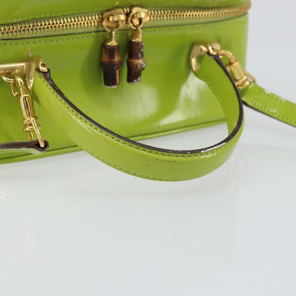 Gucci GUCCI Bamboo Hand Bag Enamel 2way Green Gold 000 2040 0323 Authentic 160576