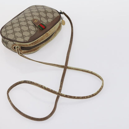 Gucci GUCCI GG Canvas Shoulder Bag Leather 3 Set Beige Dark Brown Authentic 152612