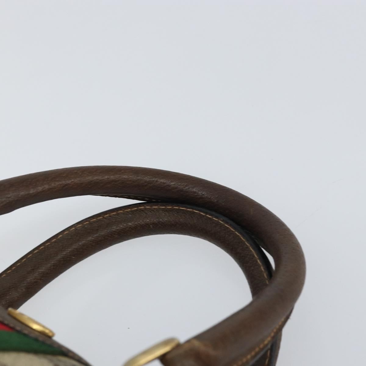Gucci GUCCI GG Supreme Web Sherry Line Boston Bag PVC Beige Gold 010 378 Authentic 159328