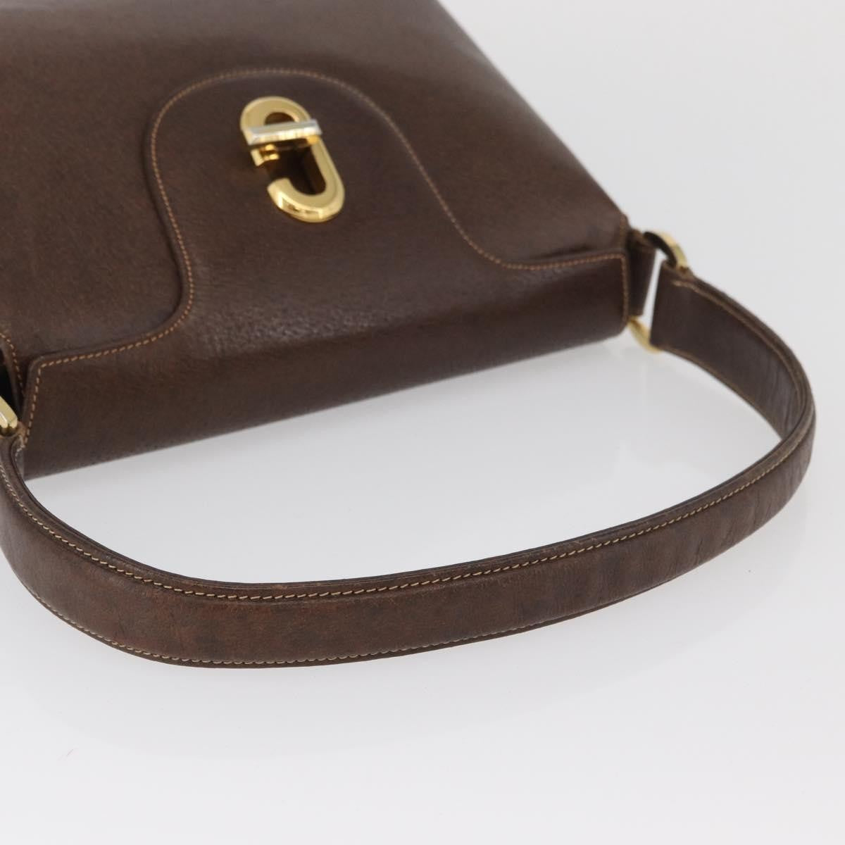 Gucci GUCCI Shoulder Bag Leather Brown Gold Authentic BAZ570