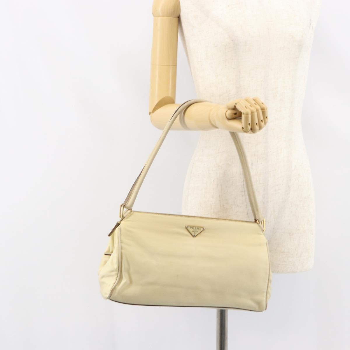 Prada PRADA Shoulder Bag Nylon Beige Gold Authentic ep12445