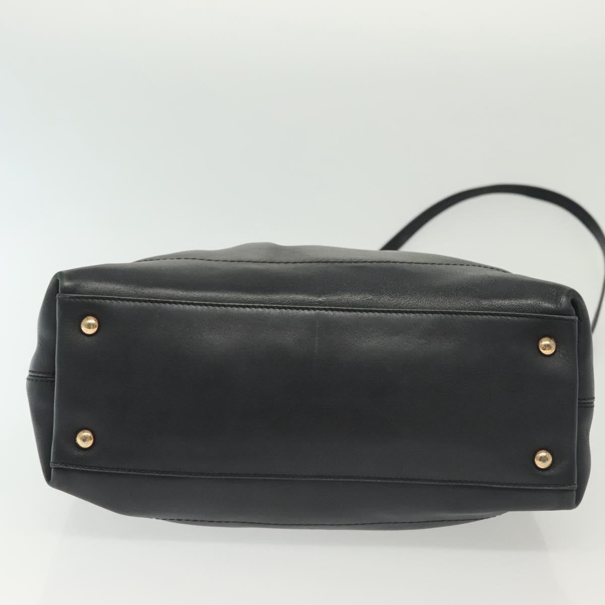 Salvatore Ferragamo Salvatore Ferragamo Gancini Hand Bag Leather 2way Navy Gold Authentic 141427