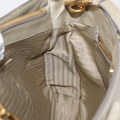Prada PRADA Hand Bag Leather 2way Beige Gold Authentic ka1369