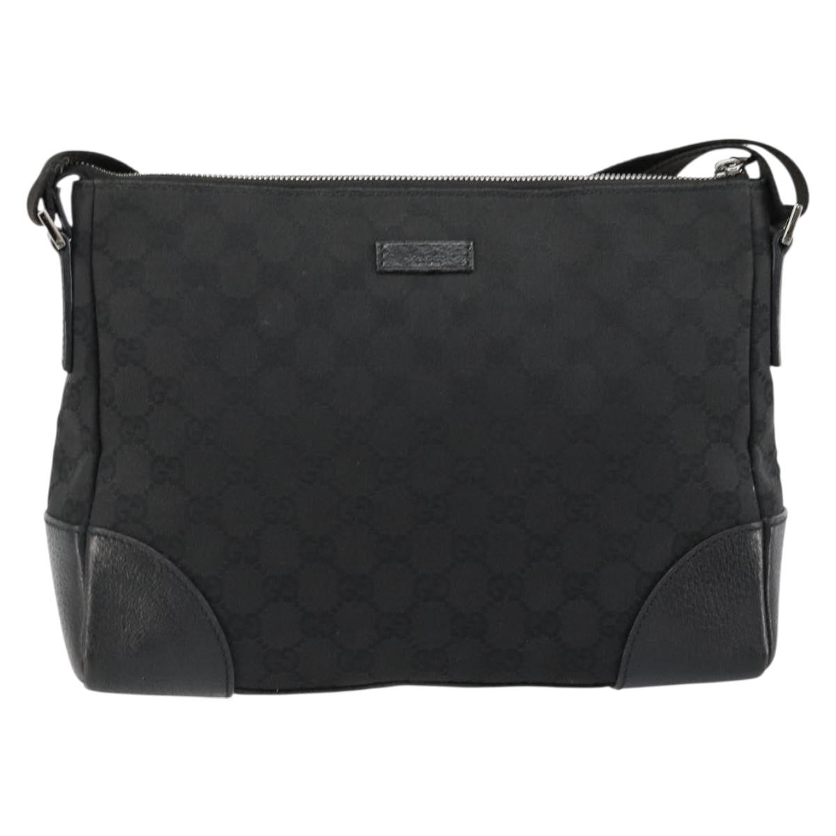 Gucci GUCCI GG Canvas Shoulder Bag Black Silver 114273 Authentic ep14561