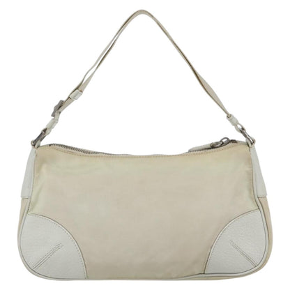 Prada PRADA Shoulder Bag Nylon Leather Ivory Silver Authentic 163087