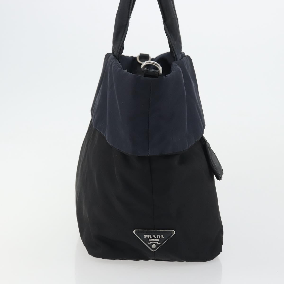Prada PRADA Hand Bag Nylon Black Silver Authentic 175740