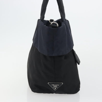 Prada PRADA Hand Bag Nylon Black Silver Authentic 175740