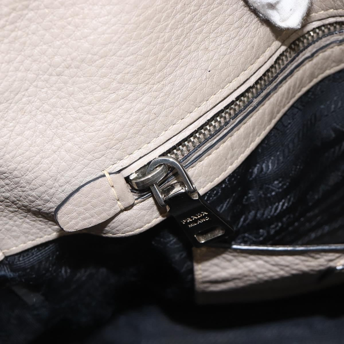 Prada PRADA Tote Bag Leather Gray Silver Authentic ka3597
