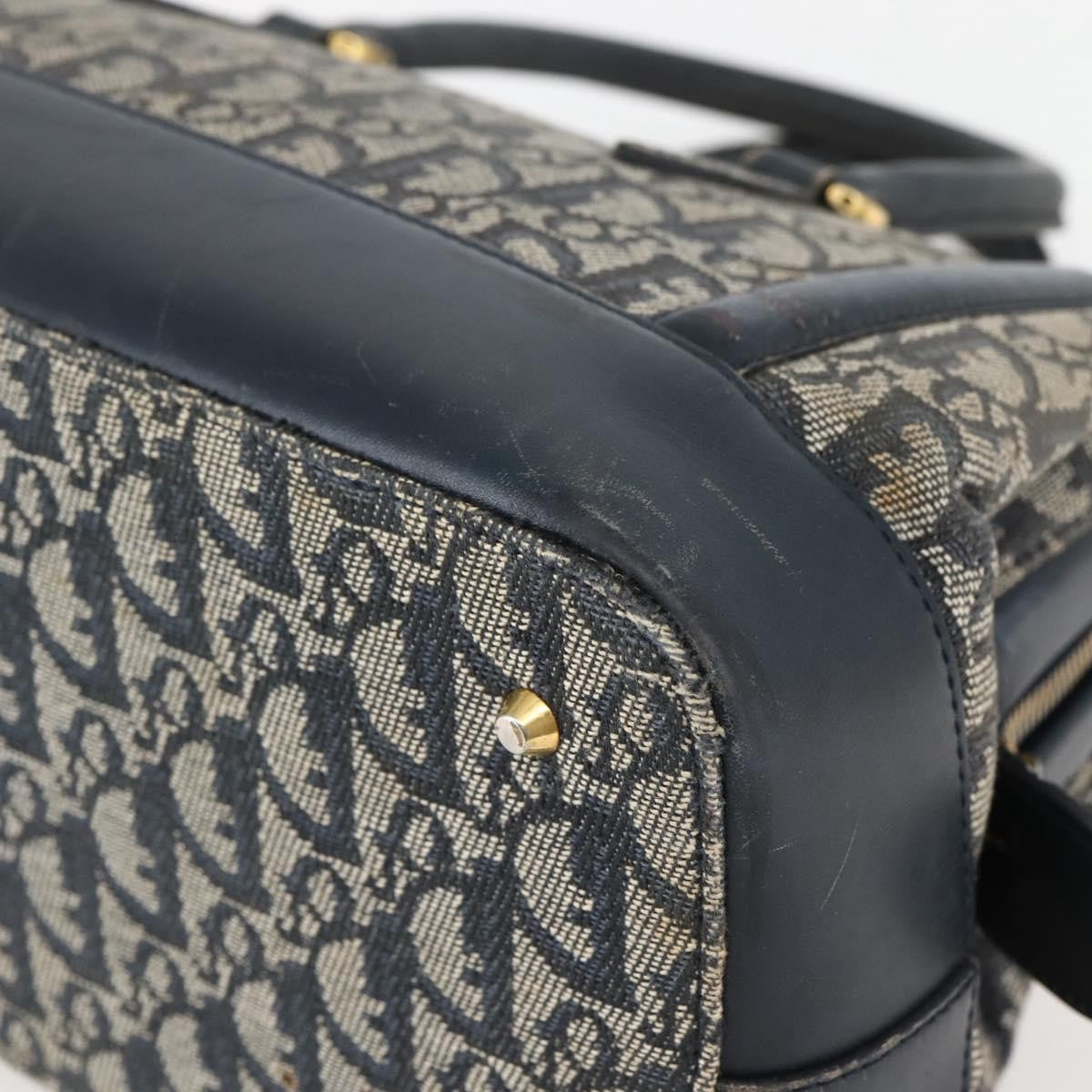 Dior Christian Dior Trotter Canvas Hand Bag Navy Gold Authentic gh760