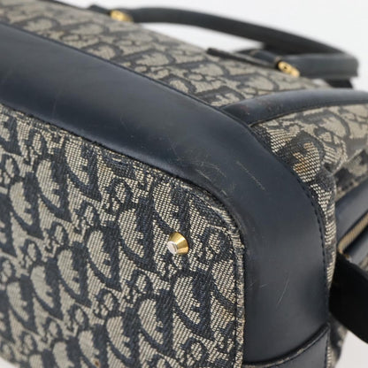 Dior Christian Dior Trotter Canvas Hand Bag Navy Gold Authentic gh760