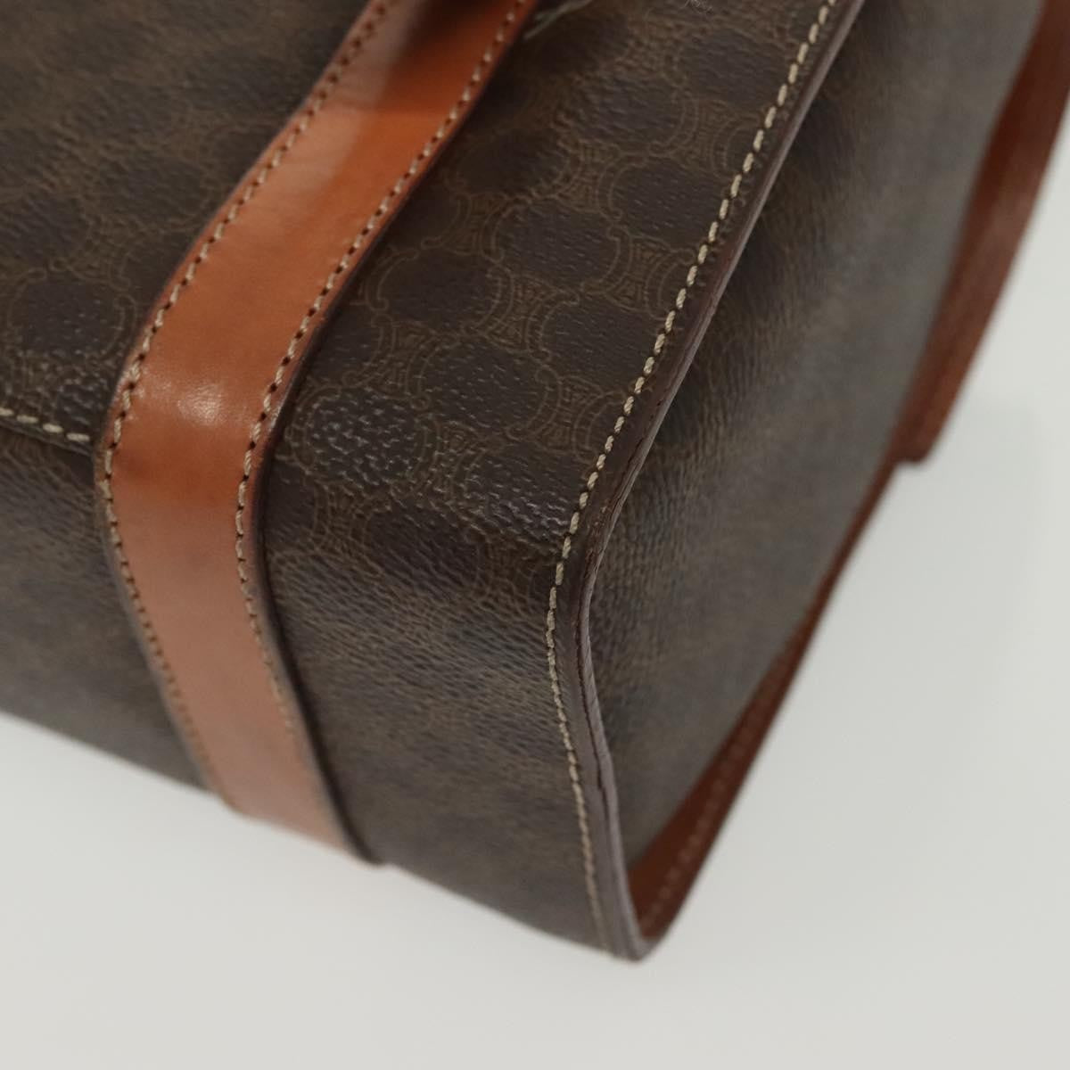 Celine CELINE Macadam Canvas Hand Bag PVC Leather Brown Gold Authentic gh739
