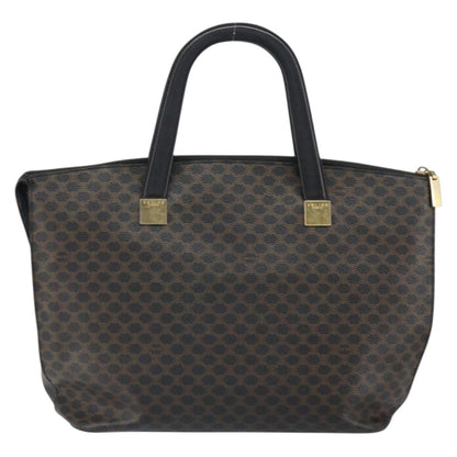 Celine CELINE Macadam Canvas Tote Bag PVC Leather Black Gold Authentic 168706