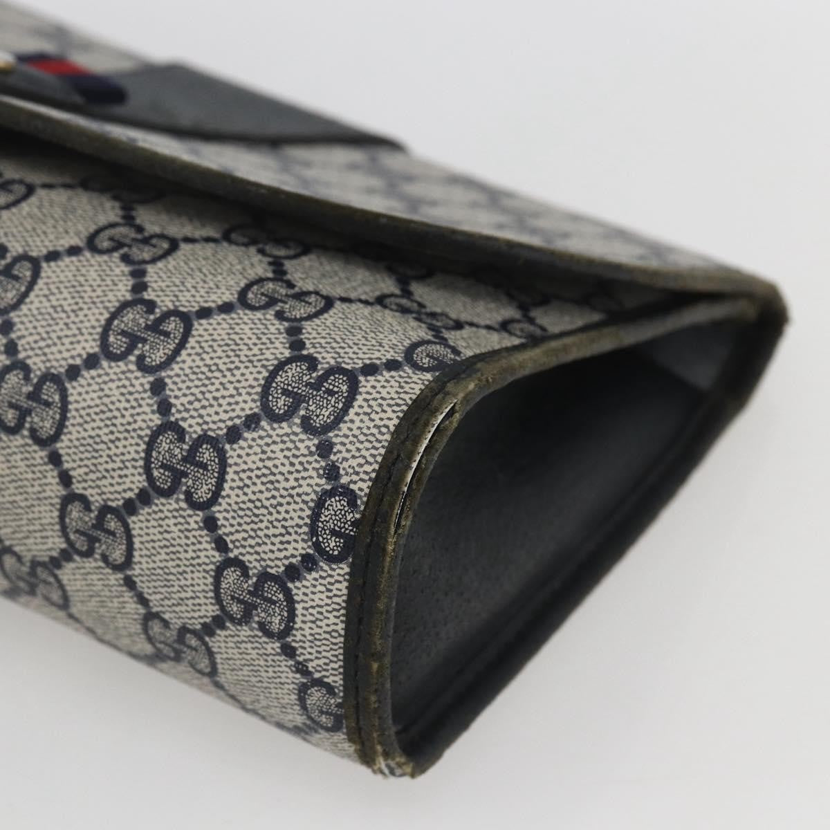 Gucci GUCCI GG Supreme Sherry Line Clutch Bag PVC Navy Gold 89 01 030 Authentic 167905