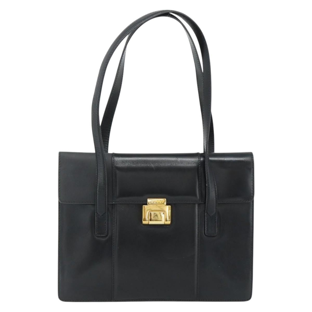 Gucci GUCCI Tote Bag Leather Black Gold Authentic 176030