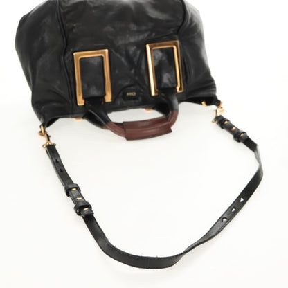 Chloé Chloé Chloe Etel Hand Bag Leather 2way Black Authentic BA6838