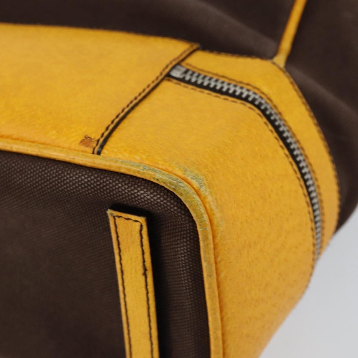 Prada PRADA Hand Bag Canvas Yellow Brown Authentic 154533