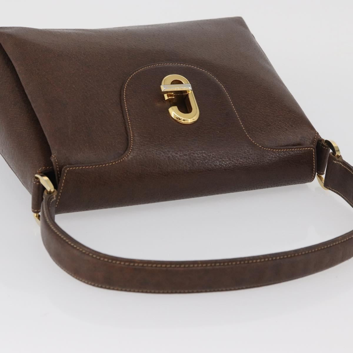 Gucci GUCCI Shoulder Bag Leather Brown Gold Authentic BAZ570