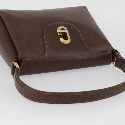 Gucci GUCCI Shoulder Bag Leather Brown Gold Authentic BAZ570