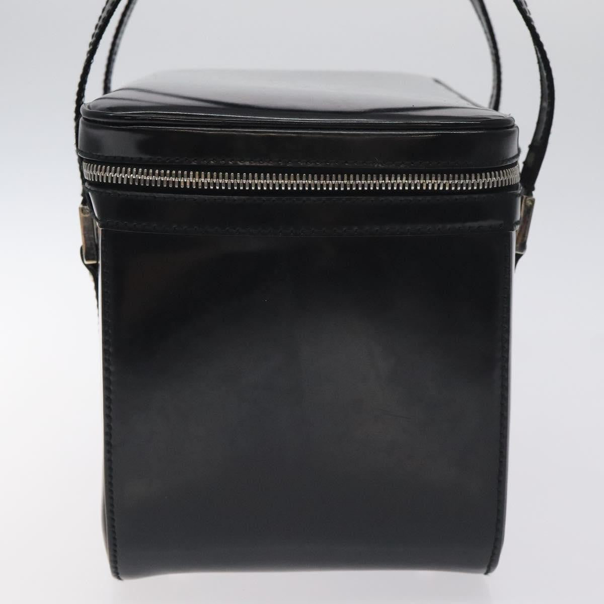 Gucci GUCCI Hand Bag Enamel Black Silver Authentic am8761