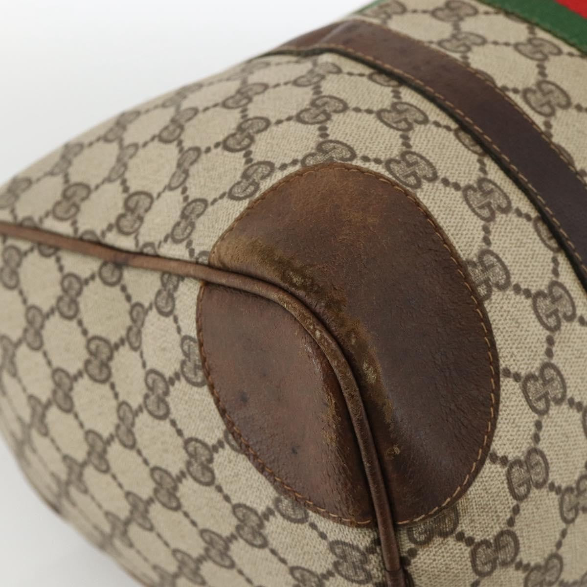 Gucci GUCCI GG Supreme Web Sherry Line Hand Bag PVC Beige Gold Authentic BAZ031