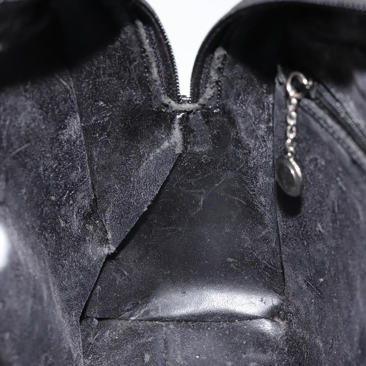 Gucci GUCCI Soho Hand Bag Patent Leather Black Silver 000 1274 0505 Authentic ep14495