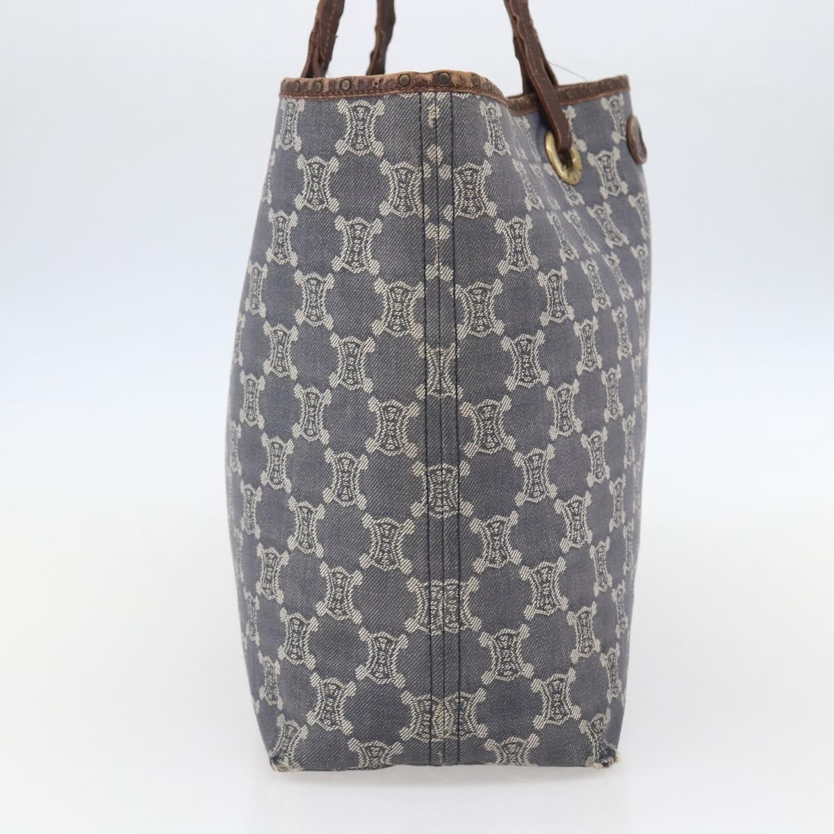 Celine CELINE Paris Macadam Canvas Tote Bag Blue Gold Authentic 157143