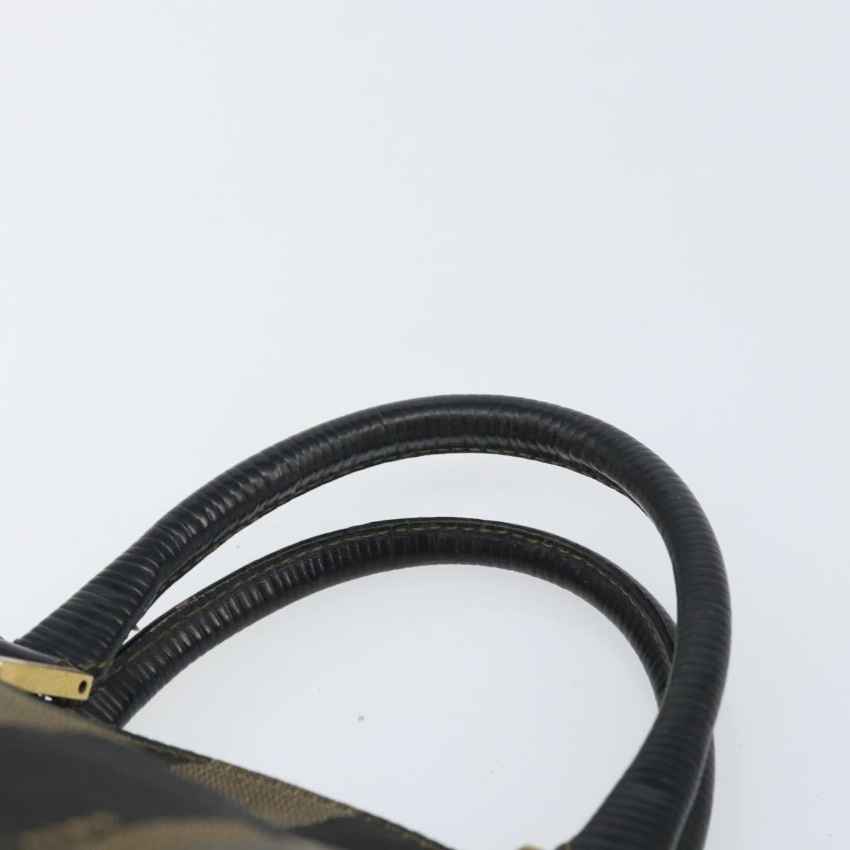Fendi FENDI Pecan Canvas Hand Bag Black Brown Authentic 158368