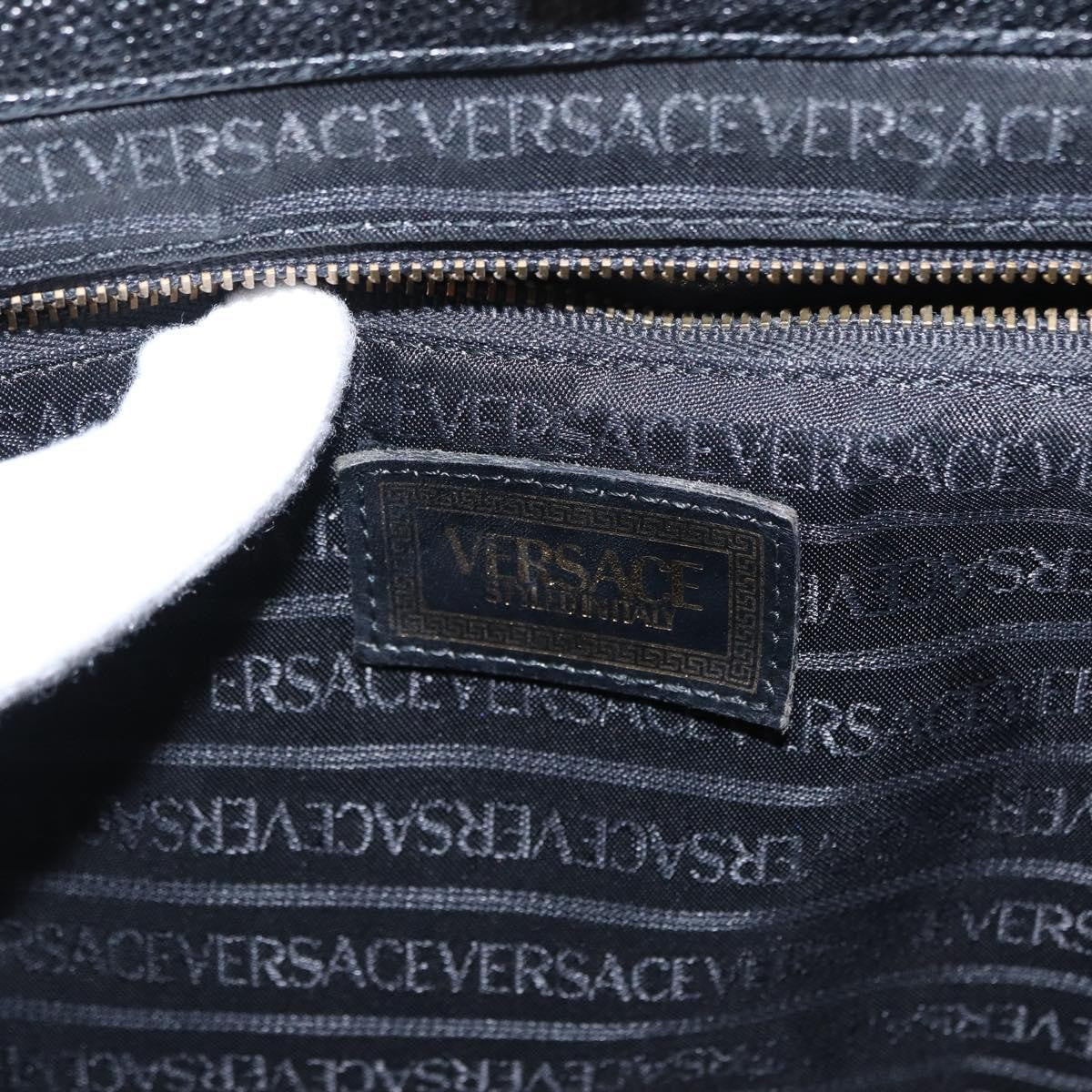 Versace VERSACE Tote Bag Leather Black Gold Authentic BA8013