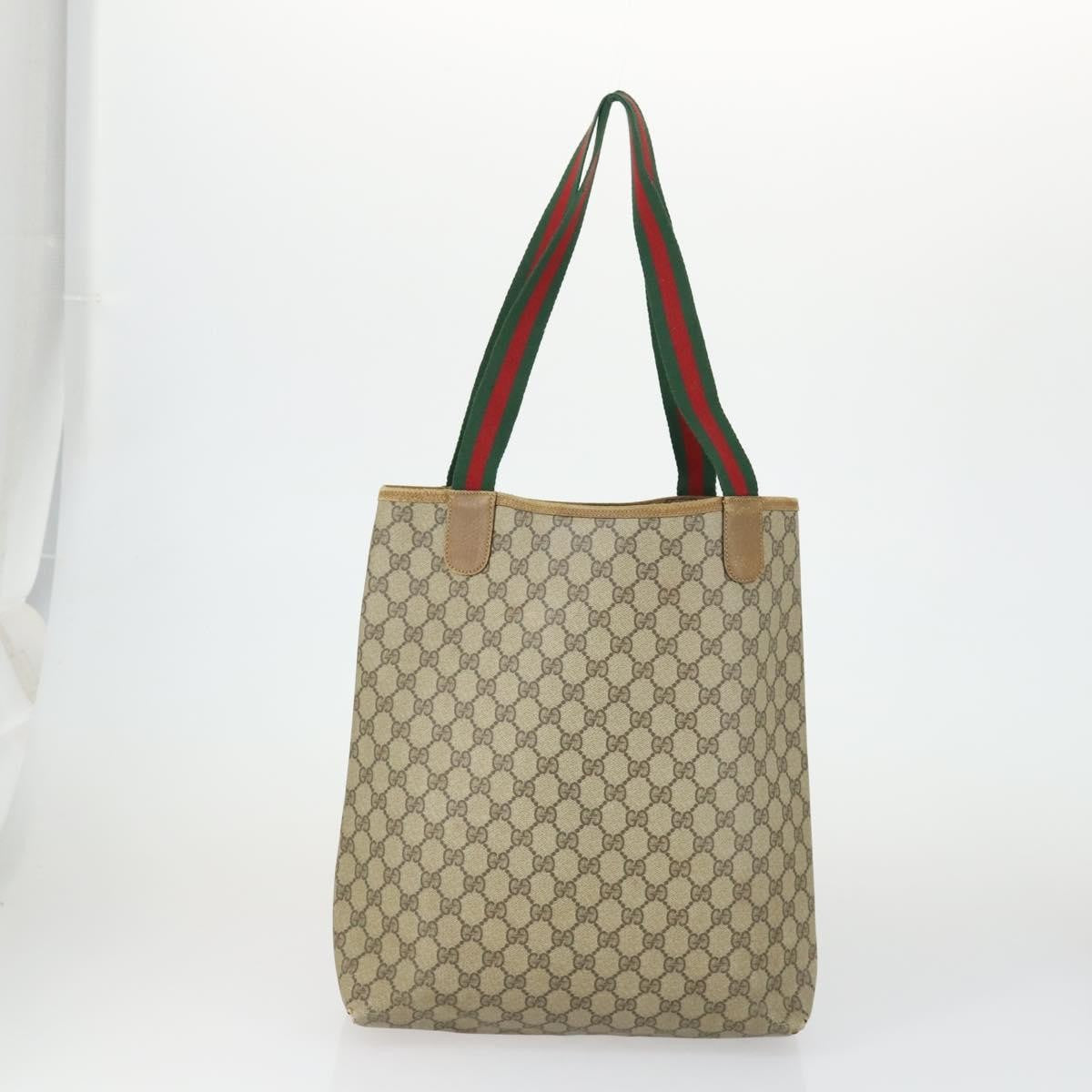 Gucci GUCCI GG Supreme Web Sherry Line Tote Bag PVC 5 Set Beige Red Authentic mr1849
