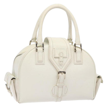 Loewe LOEWE Hand Bag Leather White Silver Authentic BA5296