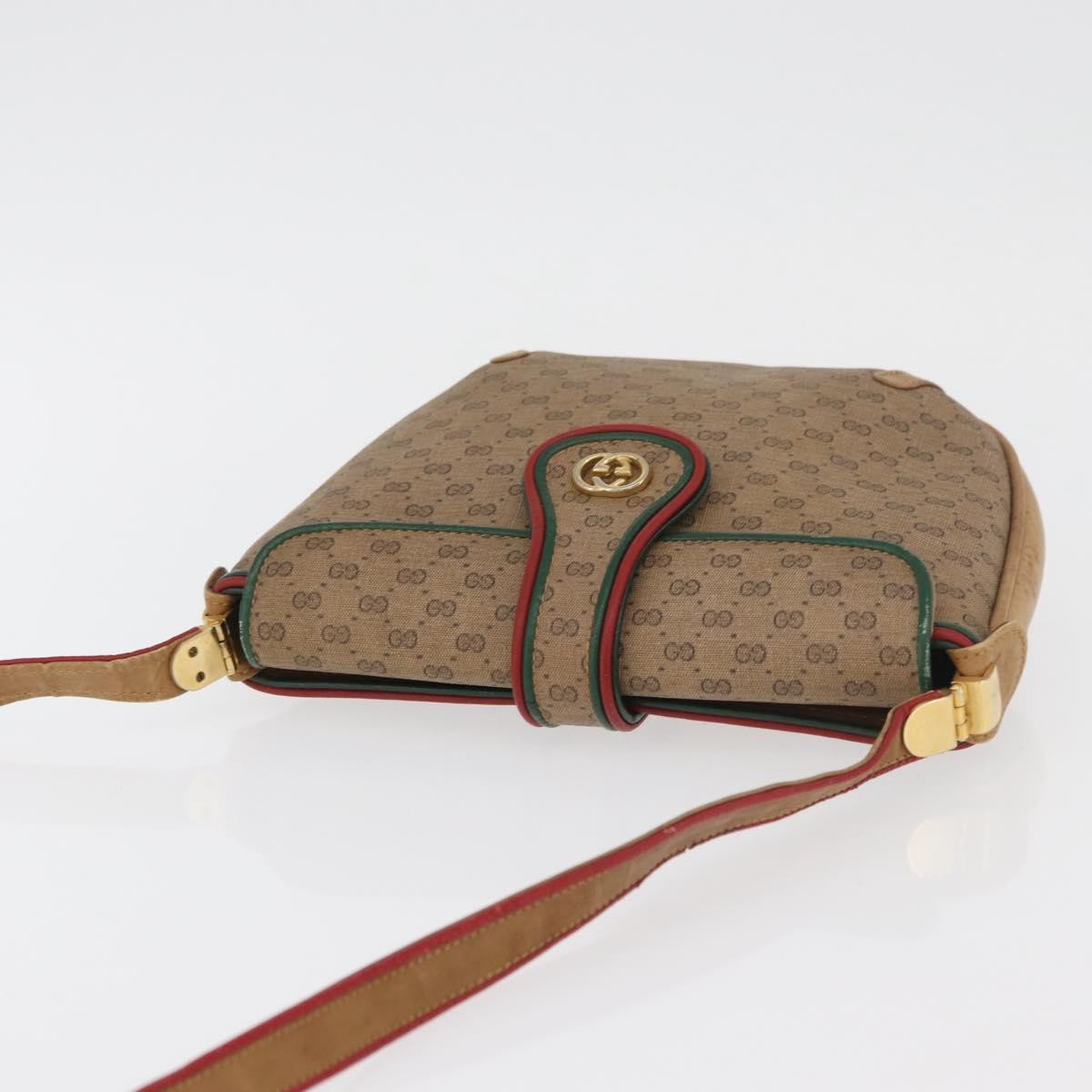 Gucci GUCCI Micro GG Supreme Shoulder Bag PVC Beige Gold Authentic 176833