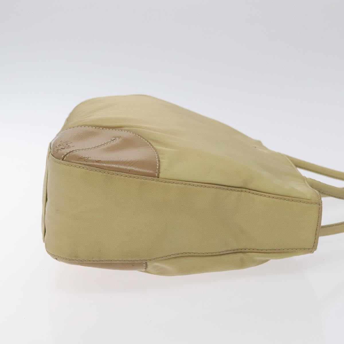 Prada PRADA Tote Bag Nylon Leather Beige Silver Authentic 129939