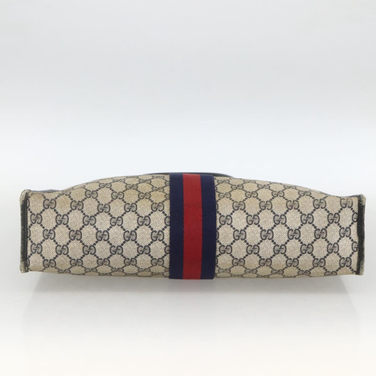 Gucci GUCCI GG Supreme Sherry Line Hand Bag PVC Navy Gold 010 378 Authentic BAZ548