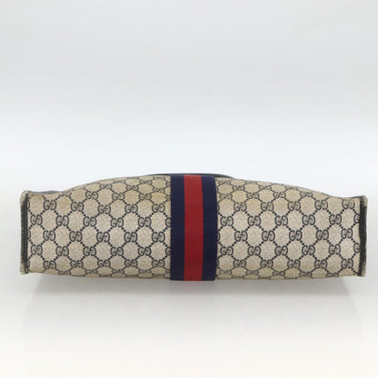 Gucci GUCCI GG Supreme Sherry Line Hand Bag PVC Navy Gold 010 378 Authentic BAZ548