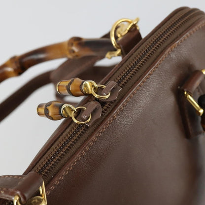 Gucci GUCCI Bamboo Hand Bag Leather 2way Brown Gold 000 2865 0290 Authentic 151596